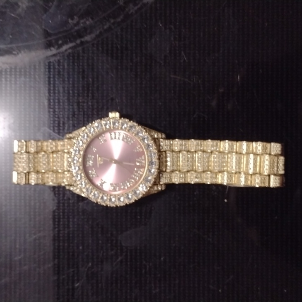 blinged out techno pave watch